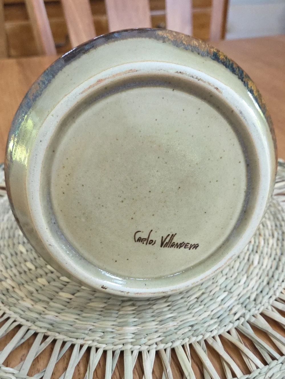 Signed Carlos Villanueva Vintage Pottery Vase | Mexican Folk Art | Bird Motif